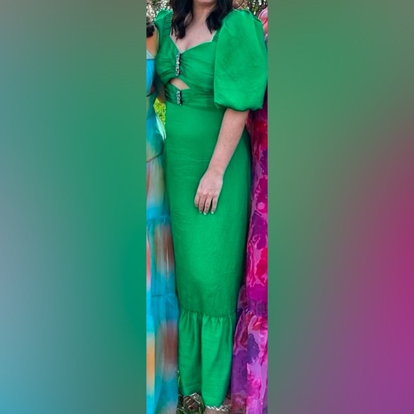 Sandro Peephole Embellished Gown, Green - Picture 3 of 5